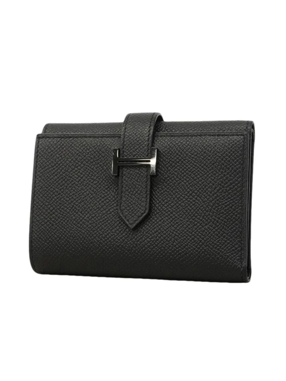 Hermes Trifold Wallet Bearn Combination Veau Epsom So Black Silver